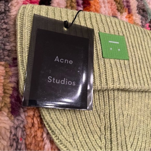 NWT Acne Studios Neon Green Beanie O/S - Picture 8 of 10